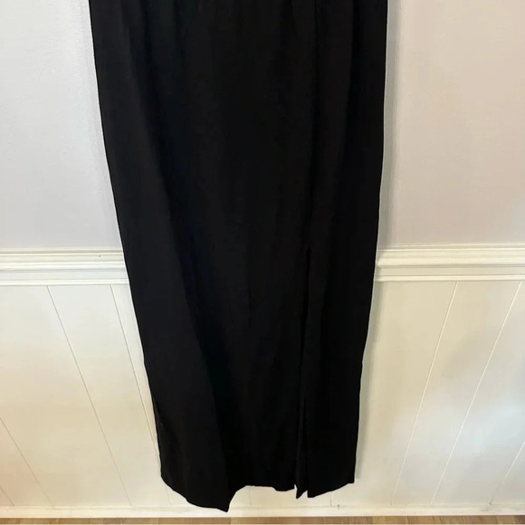 Lanston Women’s Black Sleeveless Side Slit Drape Tie Back Maxi Dress Size XS NWT - Picture 3 of 9